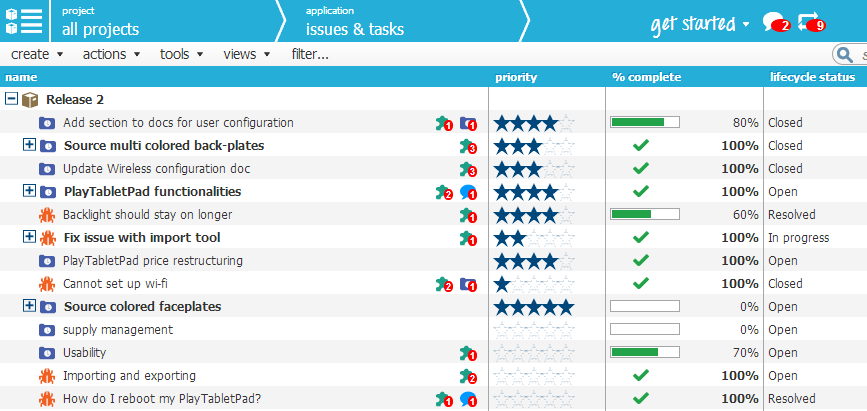 bugs and tasks planned together